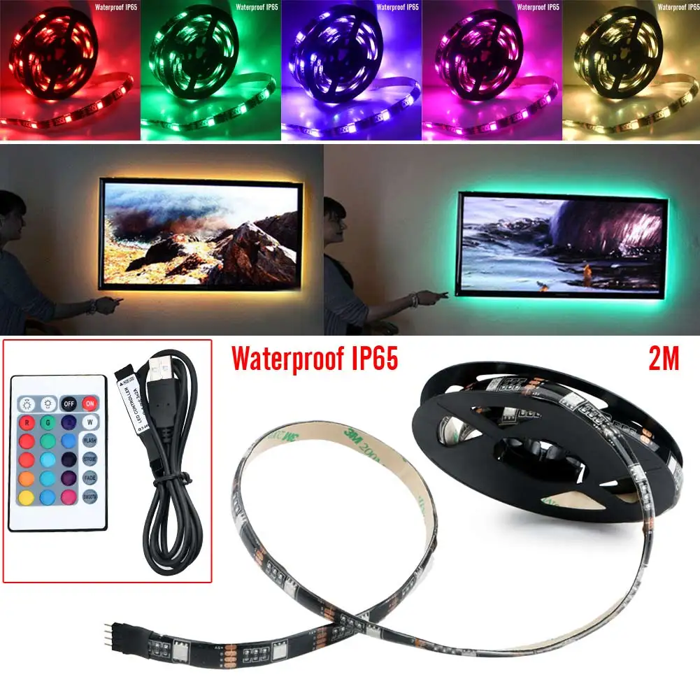 USB LED Strip lamp SMD 5050 DC 5V Flexible LED light Tape Ribbon 1M 2M 3M 4M 5M HDTV TV Desktop Screen Background Bias lighting