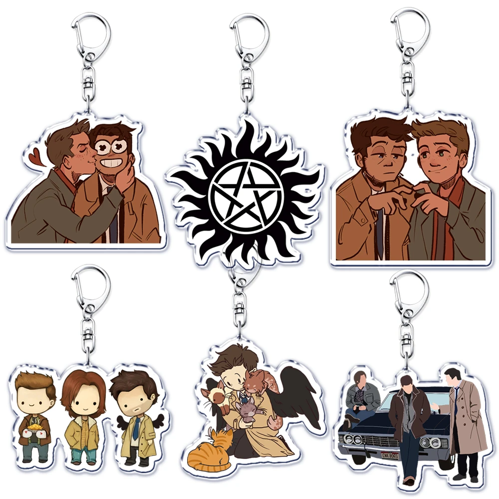 Popular Supernatural Keychains Dean Sam Winchester Keyring for Accessories Bag Key Chain Ring Jewelry Birthday Fans Friend Gifts