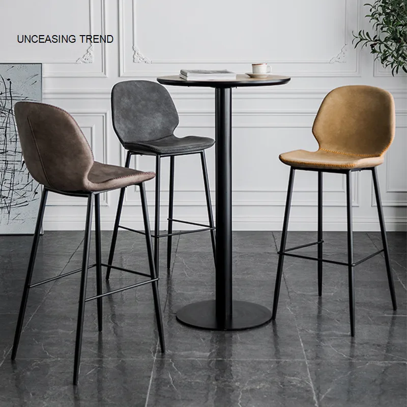 Modern Minimalist Wrought Iron Bar Chairs for Bar Commercial Furniture Nordic Designer Leisure Creative Coffee Shop Bar Chair