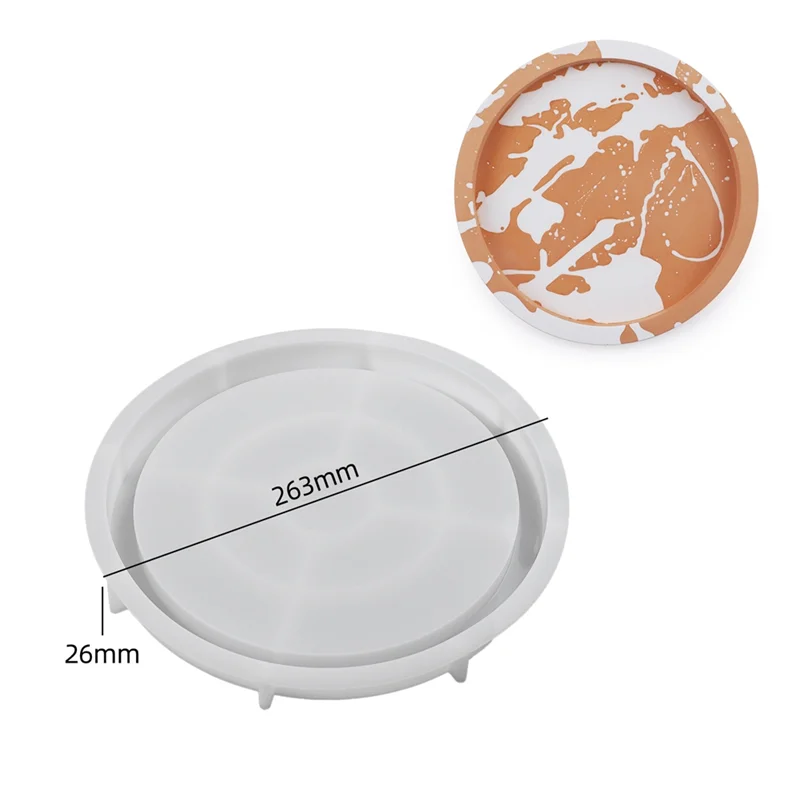ABWR-Round Plate Silicone Mold Fruit Disc Tea Tray UV Resin Mould Gypsum Cement Mold Jewelry Tools 4Piece