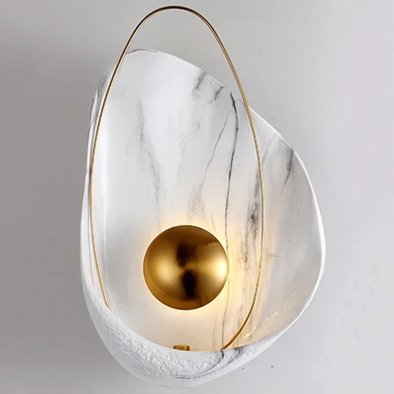 

Nordic Modern Creative Design Marble Wall Lamp Living Room Bedroom Bedside Hotel Aisle Shell-Shaped Led Lights