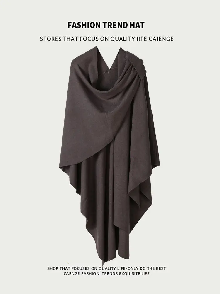 Women Poncho Winter Warm Shawl Double Sided Designer Thickening Blanket Luxury Scarf Female Cloak Cashmere Pashmina Cape D838