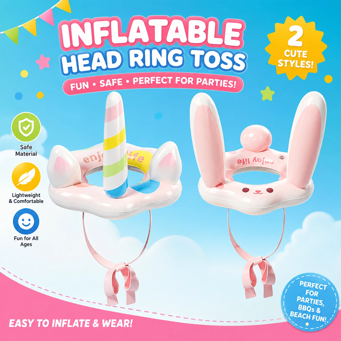 1PC 풍선 링 던지기 헤드 모자 토끼 유니콘 파티 게 - Ring Toss Outdoor 리뷰 및 가격