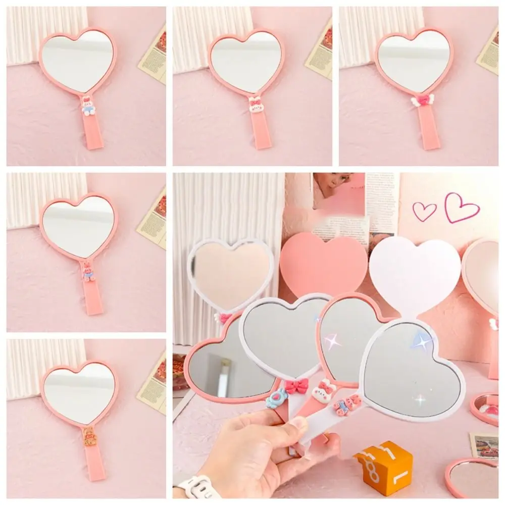 Mini Cute Love Hand Makeup Mirror Sweet Cartoon Heart Shaped Vanity Mirror Portable Handheld Compact Mirrors Women