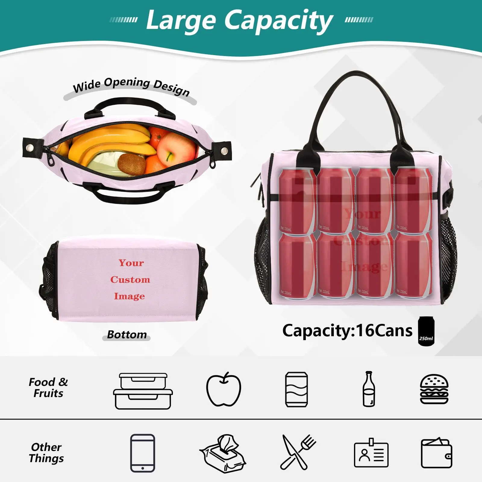 New Cooler Bags Insulated Picnic ice pack Food Bag Custom image Large Capacity Lunch Box Bag Thermal Multifunctional Picnic Tote