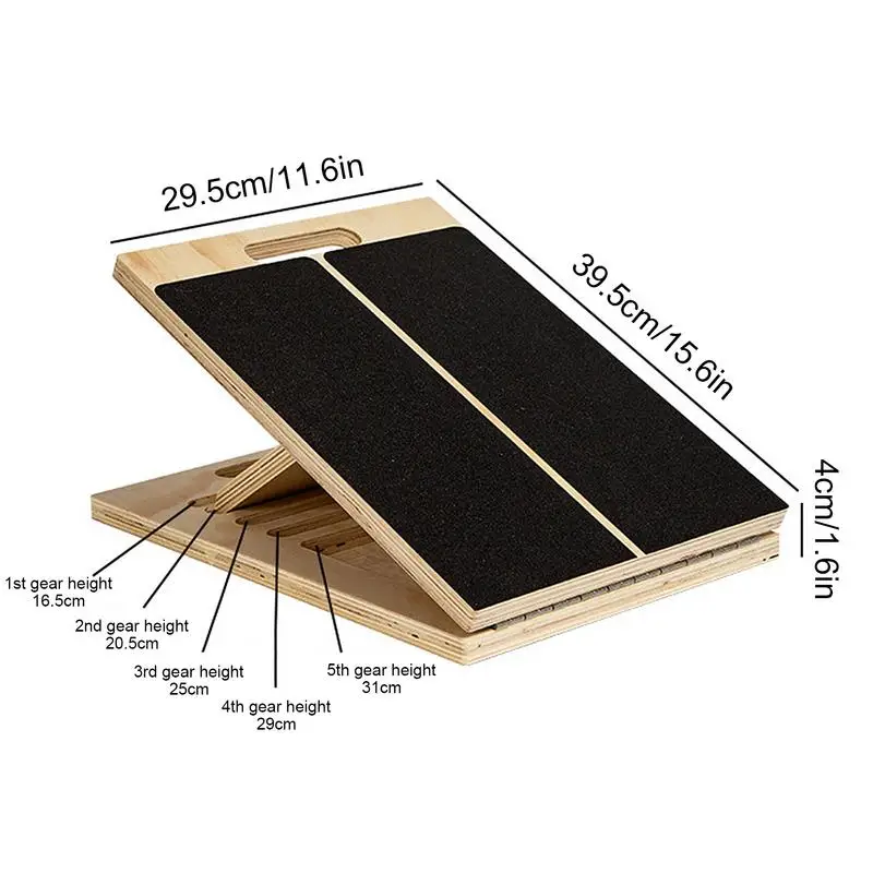 Slant Board Adjustable Professional Wooden Stretching Board Portable Non-slip Calf Stretch Wedge Exercise Equipment Squat Board