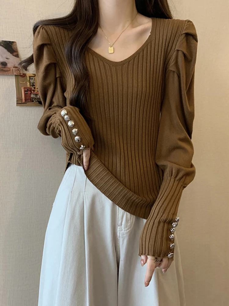 2023 New Spring Summer Knitted Round Neck Long Sleeve Women Sexy Mini Slim Stretchable Palace retro style knitted jumpsuit