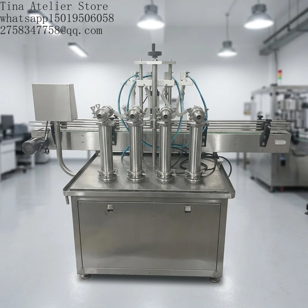 Pneumatic Juice Bottle Filling Machine for Cream Bottles with High Viscosity Liquid Dispensing System