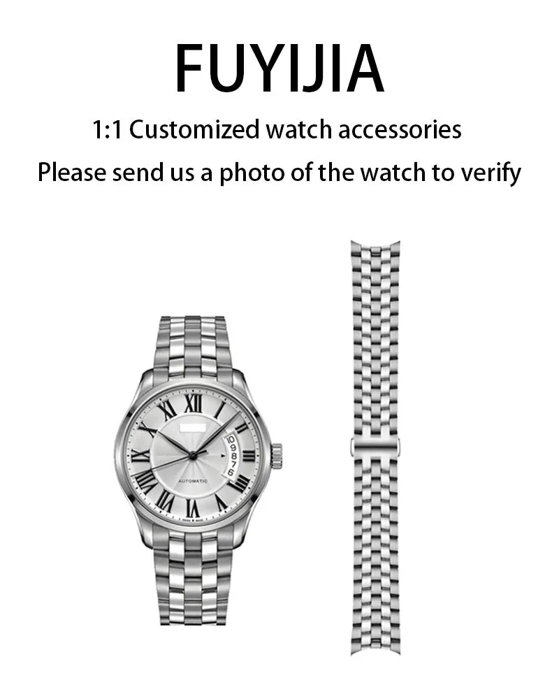 

FUYIJIA Custom BELLUNA M024 Original Watchbands 20MM 21MM Arc Interface Watch Chain 316L Stainless Steel Butterfly Buckle Strap