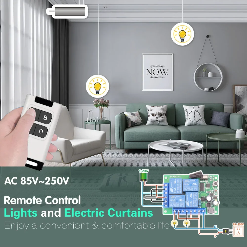 433Mhz RF telecomando universale senza fili AC 110V 220V interruttore 4 canali ricevitore relè e trasmettitore per apriporta cancello