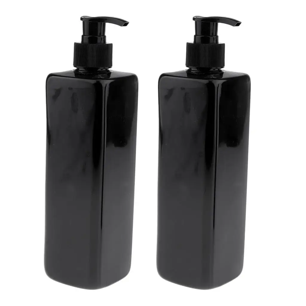 

2/3 2Pcs Empty Plastic Shampoo Bottles with Lotion Pumps 500ML Black Pump