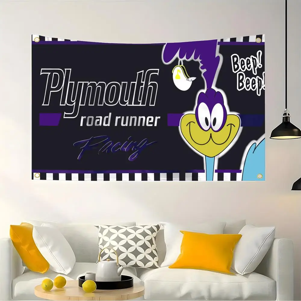 P-Plymouth Roadrunner Cool Flags Vintage Aesthetic Wall Hanging Banner for Bedroom Living Room Cozy view 2
