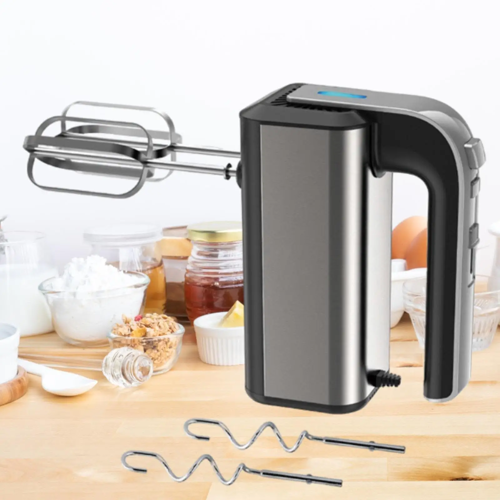 Electric Hand Mixer with Whisk 5 Speeds Hand Frother Drink Mixer Portable Powerful Coffee Mixer Drink Foamer for Baking Whipping