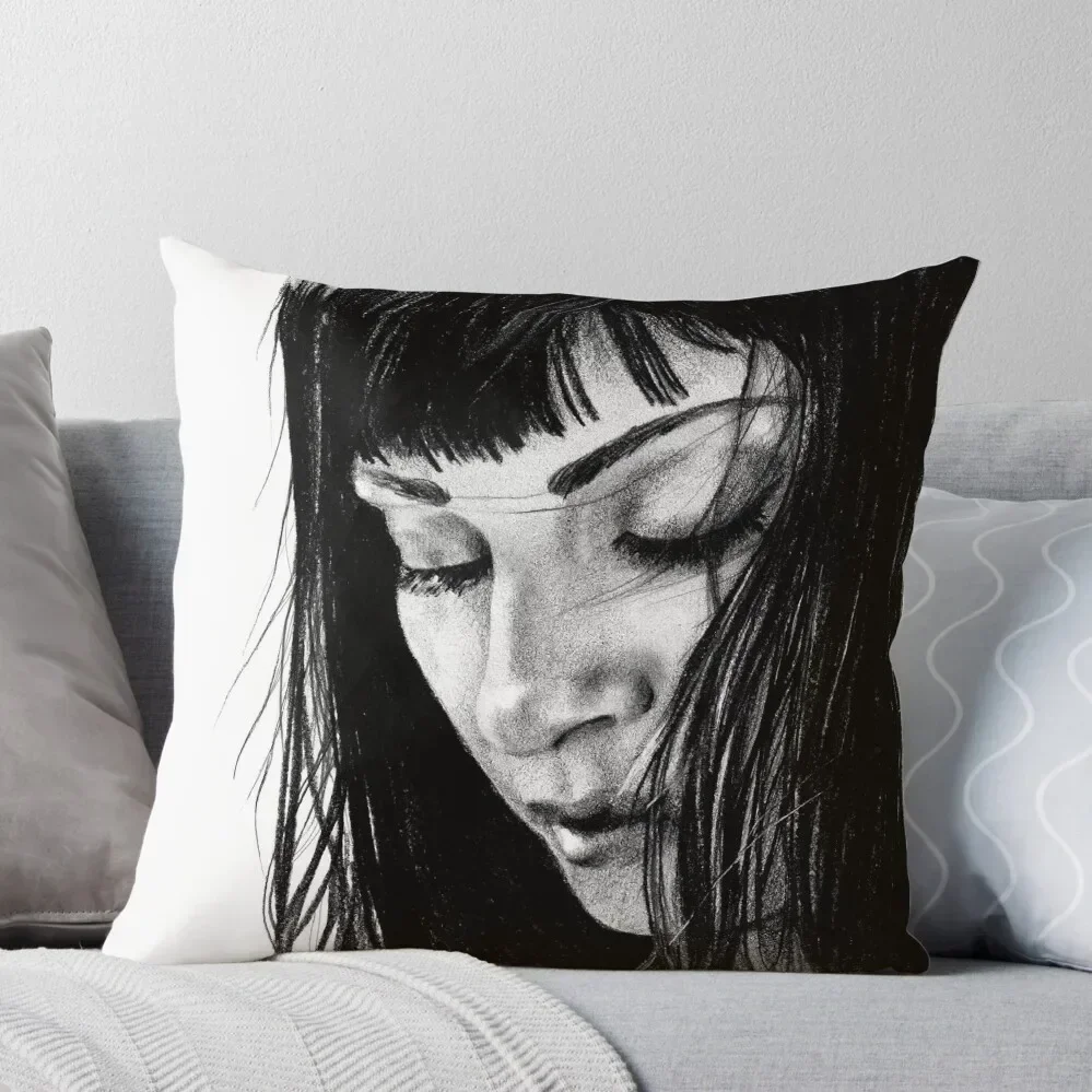

drawing of Najwa Nimri Throw Pillow Pillowcase luxury throw pillow covers pillow