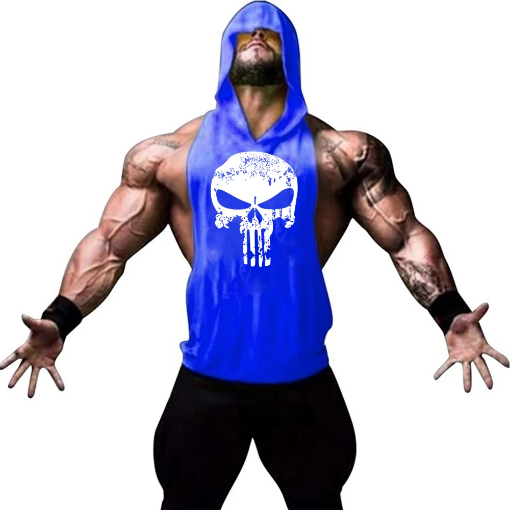 Fashionable and trendy men's summer personalized printed gym exercise and leisure comfortable and refreshing hooded vest image 6