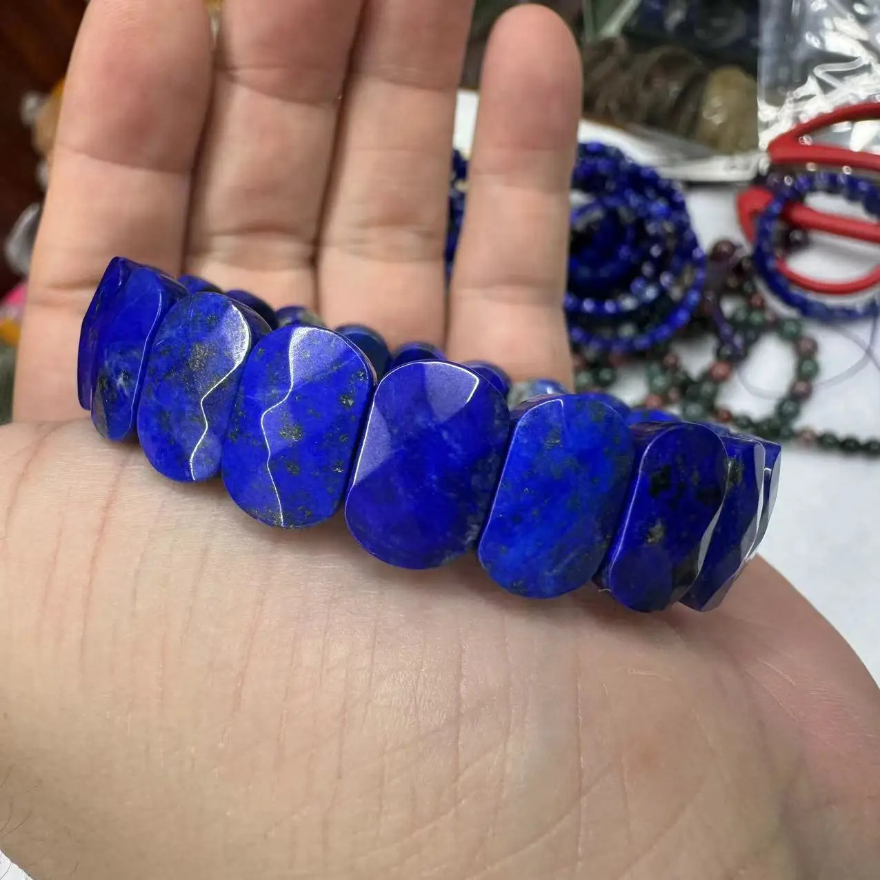 AAA Grade Natural Lapis Lazuli Stone Beads Bracelet Natural Gemstone Jewelry Bangle For Women For Men For Gift Wholesale !