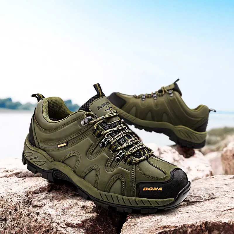 BONA sepatu Hiking pria gaya klasik, sepatu olahraga, sneaker Jogging, Trekking luar ruangan, sepatu Lace Up, gaya klasik