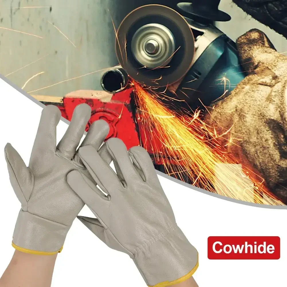 1 Pair Short All-Cowhide Electric Welding Driver Protective Gloves Heat Insulation Wear Resistance Industrial Protection Tools