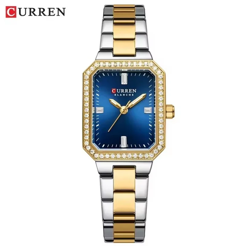 CURREN 9102 New 2025 Fashion Quartz Women's Watch Silver Blue Luminous Luxury Diamond Steel Belt Women's Clock relojes de mujer