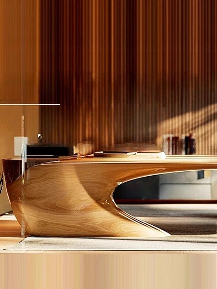 Suspended desk, custom, office furniture, painted high-end boss table