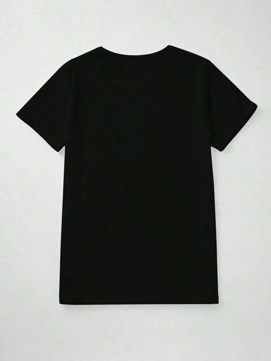 100% Cotton T-Shirt Money & Lips Print Crew Neck T-Shirt, Casual Short Sleeve Top For Spring & Summer, Women's Clothing