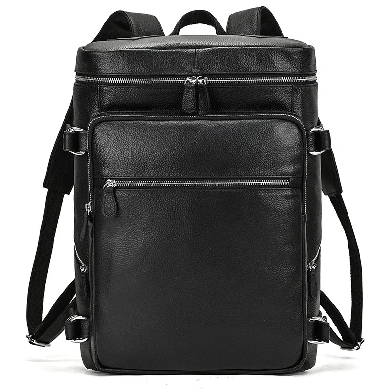 MAHEU High Quality Men's Genuine Leather Backpack Soft Cow Skin Travel 15.6