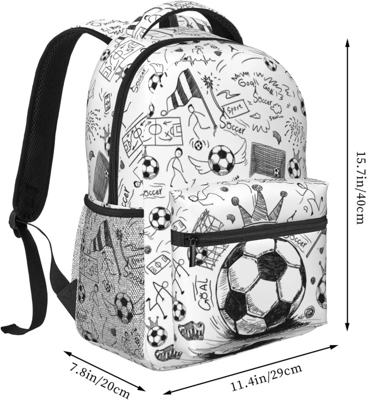 Fußball Rucksack 16 Zoll Fußball Schule Rucksäcke 3D-Druck leichte Ball Bücher tasche Casual Sport Daypack Reisetasche