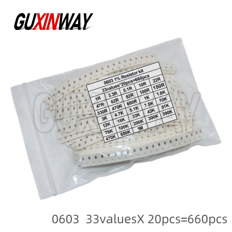 1206 0603 0402 0805 0201 SMD 저항기 샘플 모듬 키트 1% 33valuesX 20pcs=660pcs 100% 새로운 브랜드 및 고품질