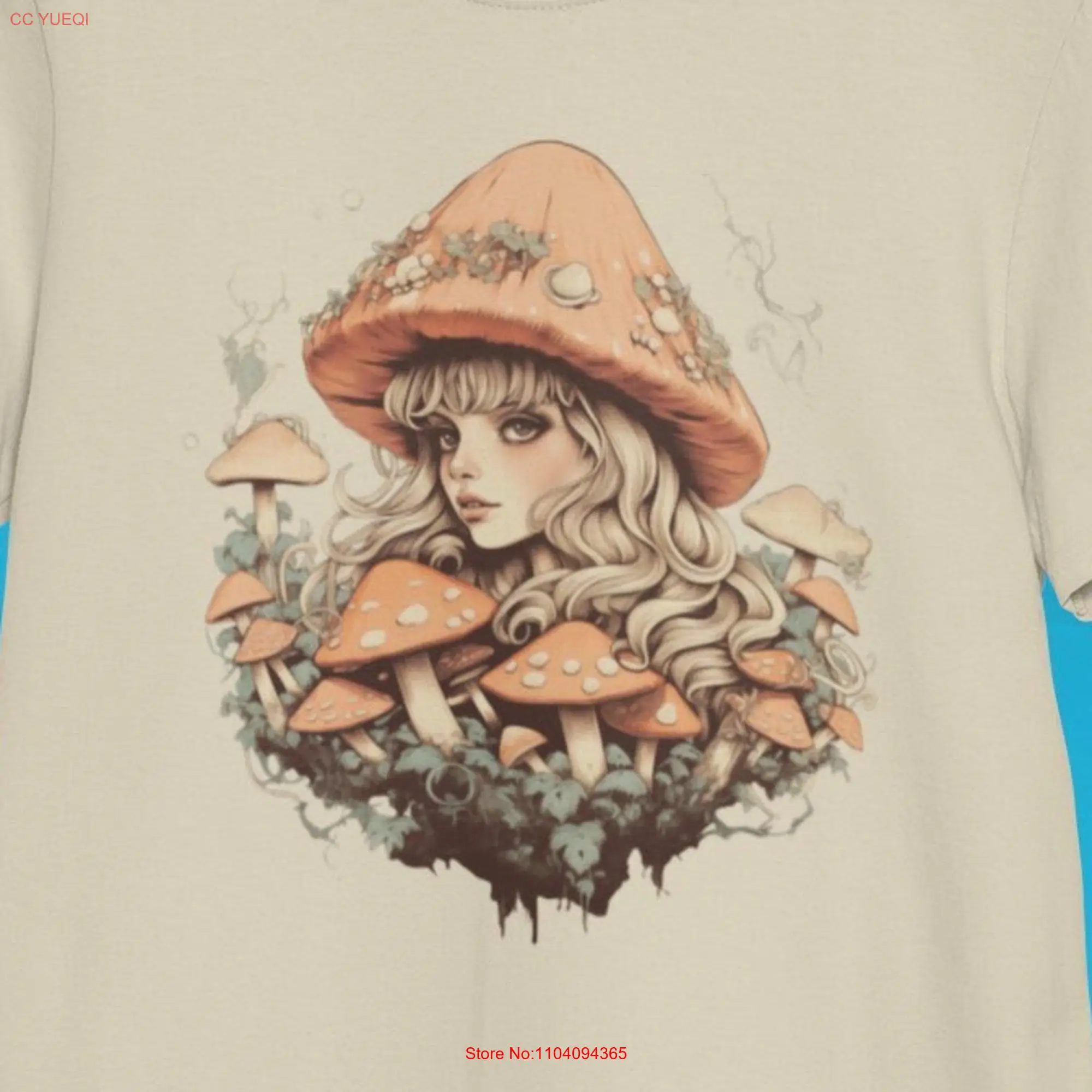 Surreal Mushroom Girl T Shirt A surrealistic emerges from Cottagecore 90s Forestcore Fairy Fans  long or short sleeves