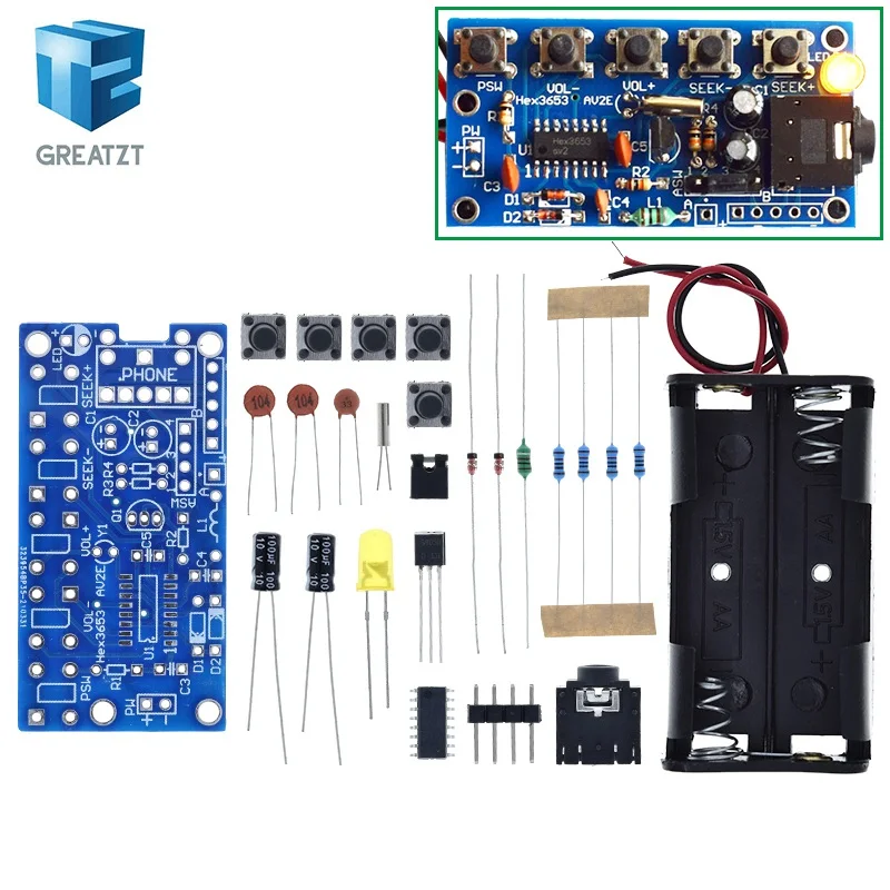 GREATZT DIY Electronic Kits Wireless Stereo FM Radio Receiver Module 76MHz-108MHz DC 1.8V-3.6V image 5