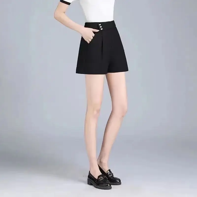 Women's Summer Black Skirt Shorts Korean Fashion New High Waist Ice Silk Loose Bottoms Sports Casual Thin Wide Leg Short Pants