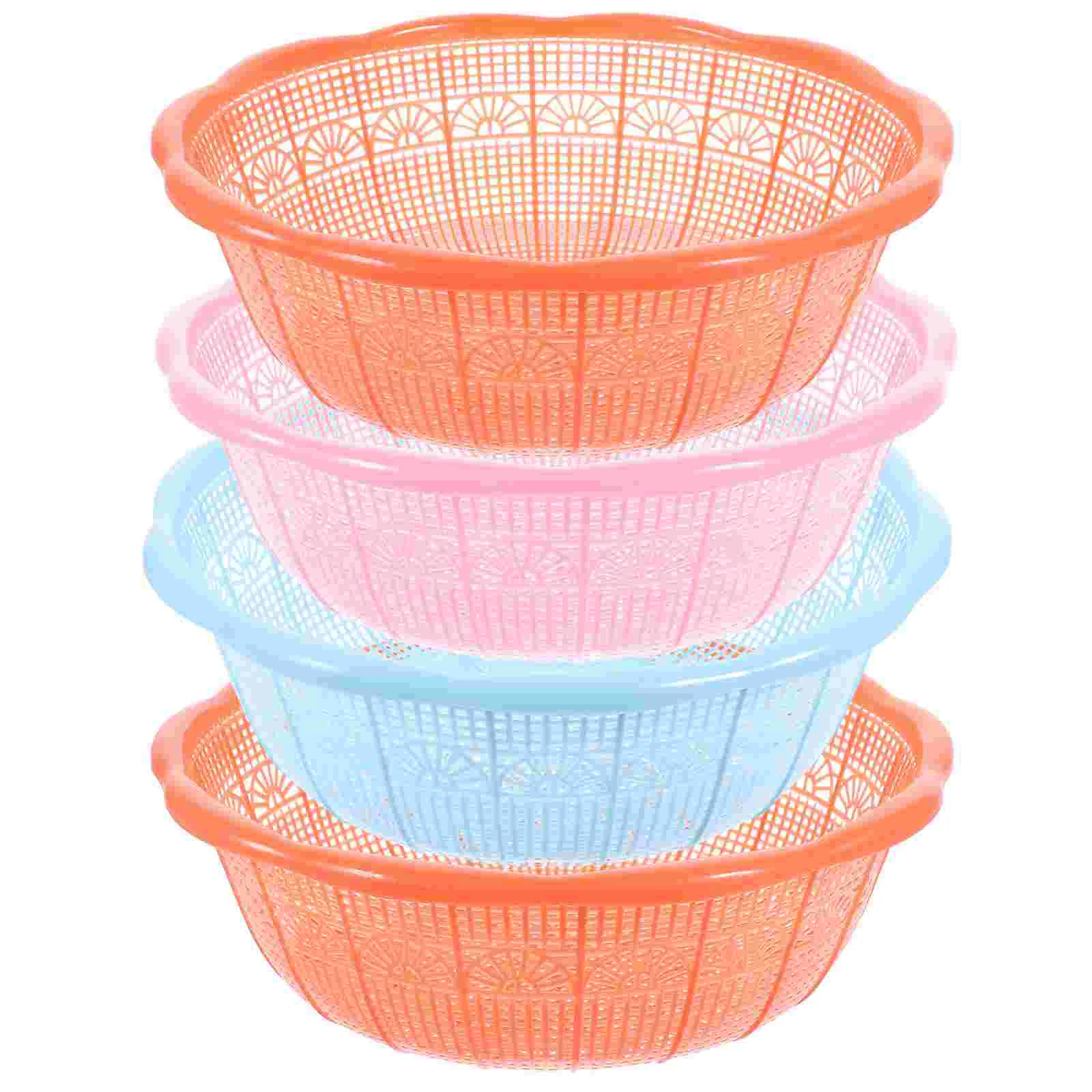 

4pcs Plastic Rice Basket Multifunctional Fruit Vegetables Colander Washing Baskets Kitchen Tools (Random Color)