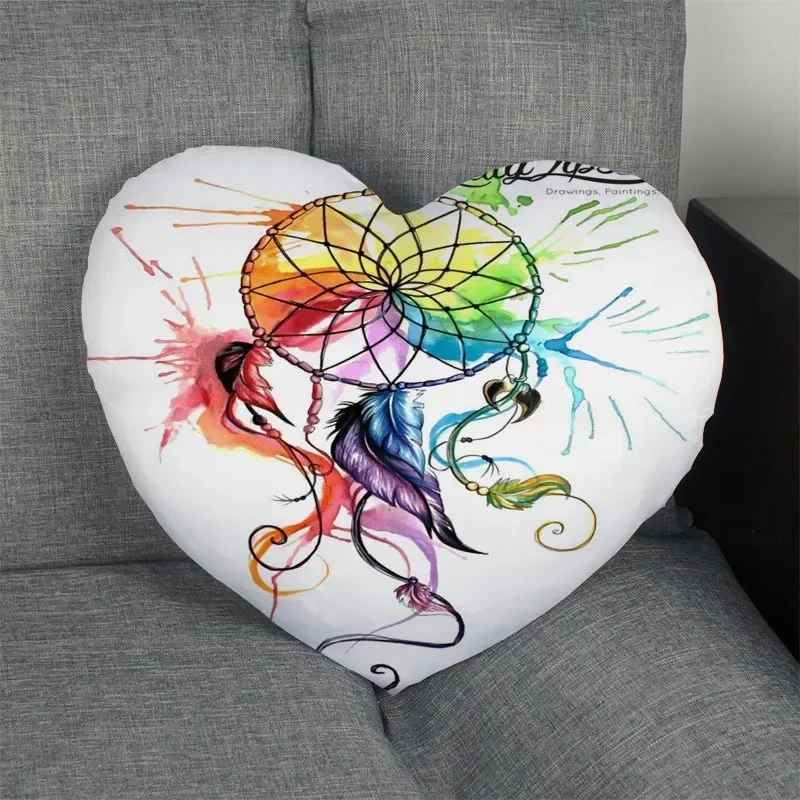 Hot Sale Dream Catcher Heart Shape Pillow Cover Custom Zipper Pillowcase Just Cover No Core Size 41x36cm,47x42cm