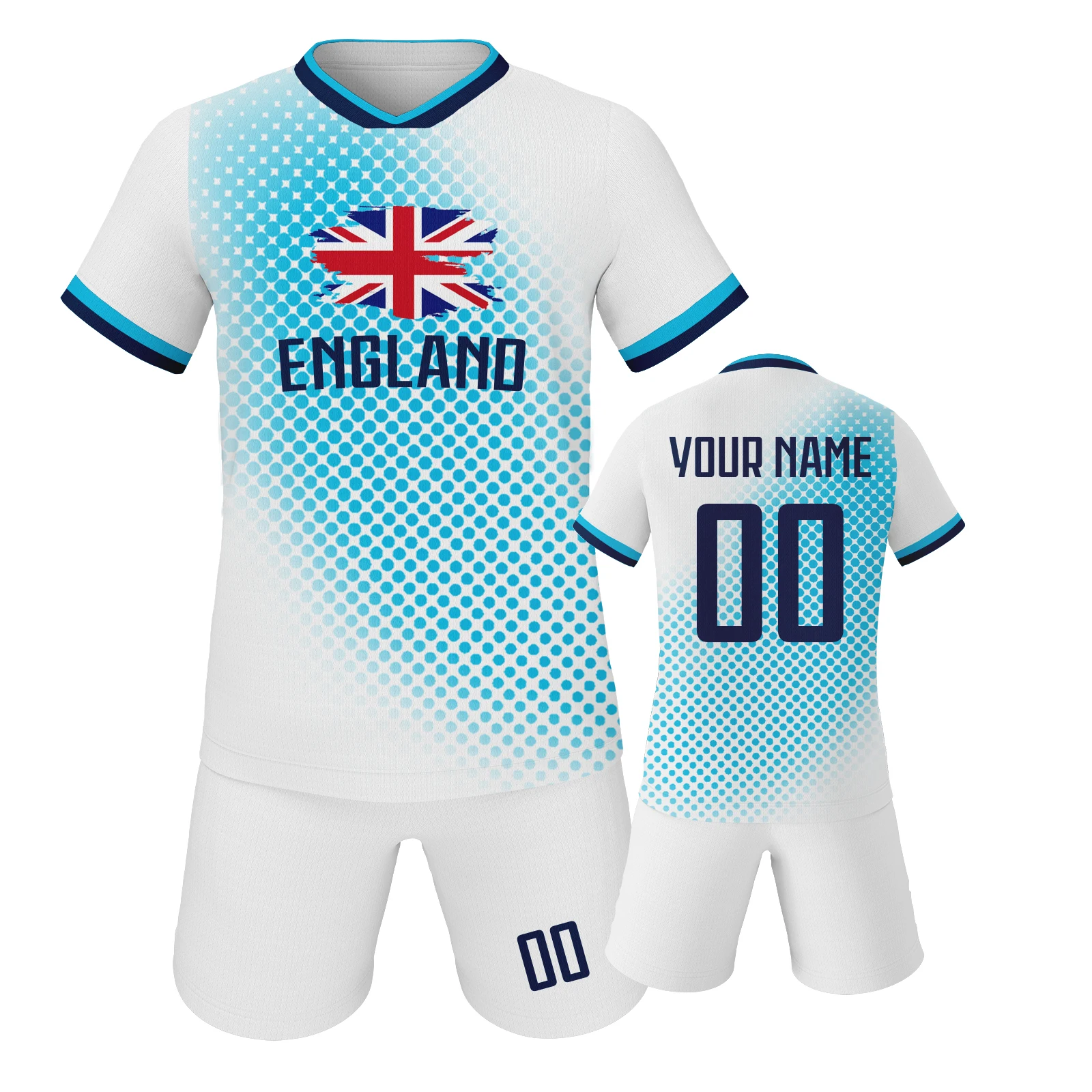 

England Custom Kids Football Jersey Kit Personalized Name Number Soccer Team Uniform Youth Training Outfit for Boys Girls Fans