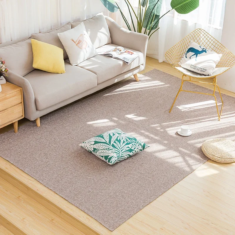 

Simplicity Solid Color Home Rugs For Living Room Bedroom Floor Mat Linen Cotton Knitted Sofa Coffee Table Area Rectangle Carpet