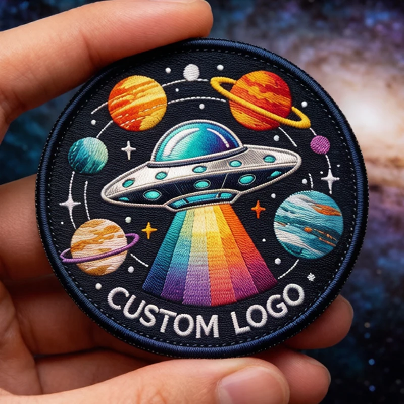 Your Own Custom Embroidered Logo Iron On Patch Thermoadhesive Hook Loop Woven Print for Clothing DIY Decoration Jeans Cap
