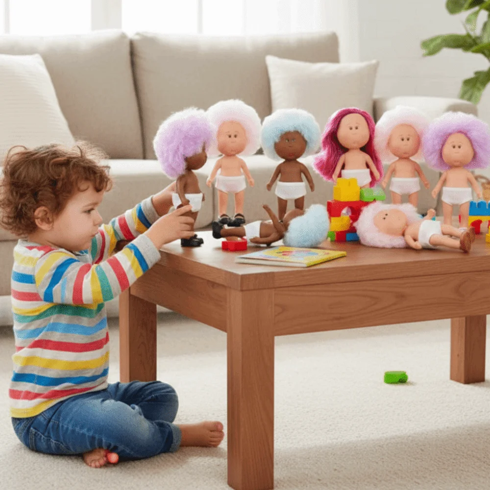 

Fashion Curly Hair 24cm Bean Eye Vinyl Dress Up Dark Skin Mia Potato 24cm Movable Action Figure Body Accessories