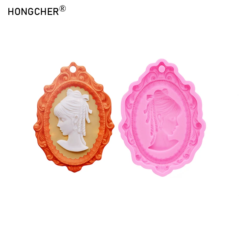 European Classical Embossed Beauty Head Silicone Decorative Mold Cake Chocolate Mold Flip Sugar Drip Clay Decoration