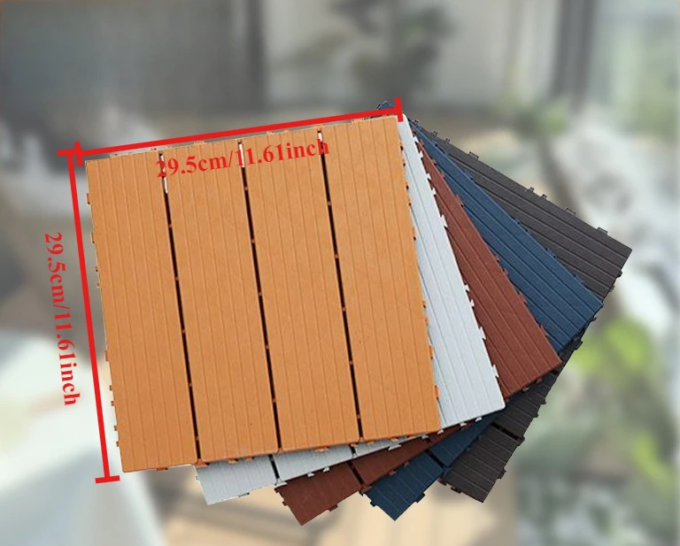 Baldosas de cubierta WPC para exteriores, suelos de madera compuesta ecológicos impermeables, baldosas entrelazadas para balcón y patio