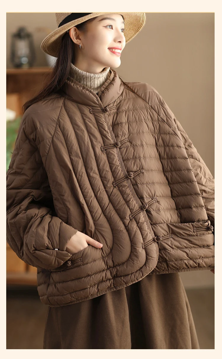Schinteon Women Ultralight White Duck Down Jacket Over Size Loose Casual Autumn Winter Outwear Vintage Coat 2026 New