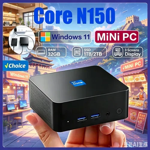 

Quintessential 2026 Core N150 MINI PC Windows 11 Pro Svelte Stealth‑Pocket Computing Core RAM 1TB 2TB SSD WIFI 6 BT5.2 4K HD