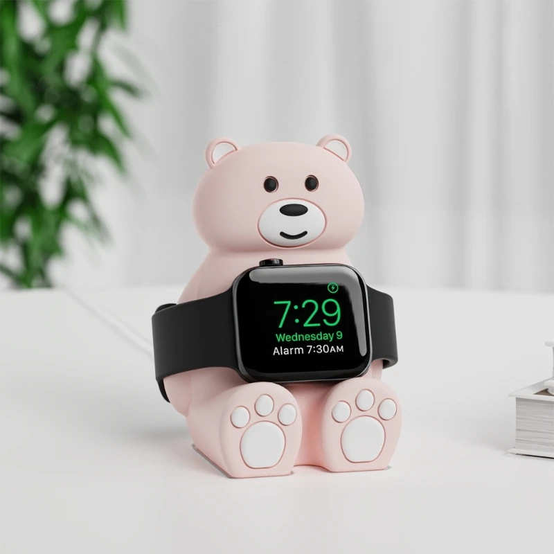 Charging Dock Station for iOS Watch 1-7 Smartwatch Holder Stand Desktop Cartoon Animal Bear Docking Base Bracket