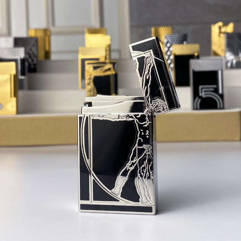 Commemorative Edition Luxury Butane Lighter Single & Double Flame Ping Sound Natural Paint Cigarette Smoker 18065