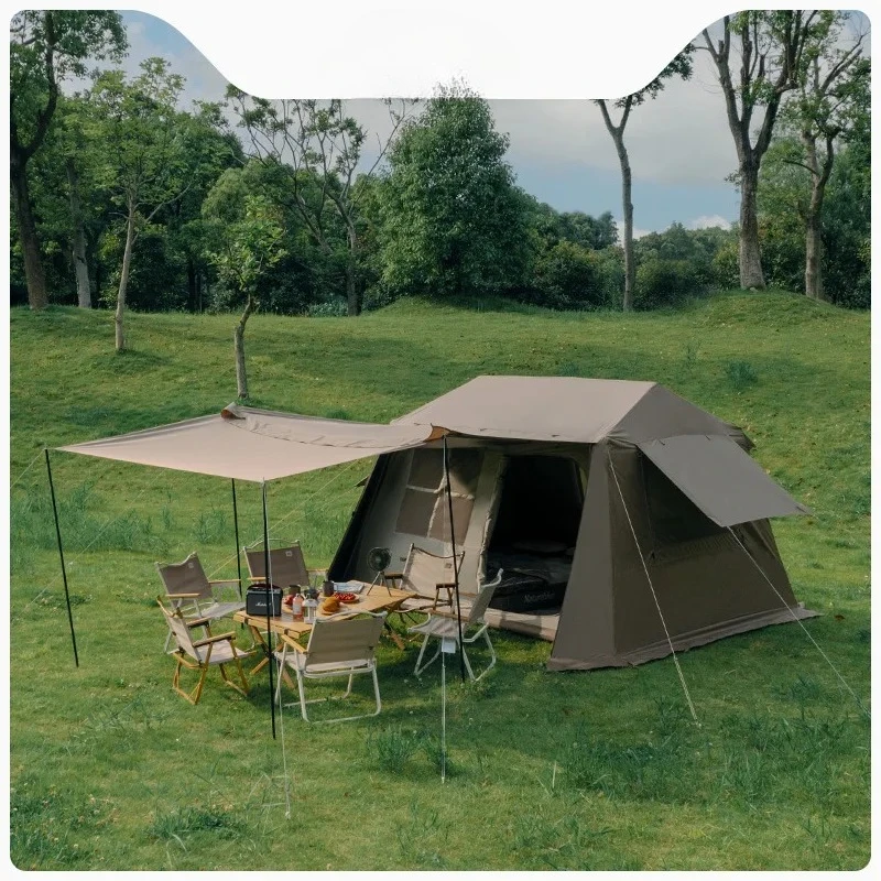 Titanium Black Rubber Quick Opening Tent Outdoor Camping Canopy Cabin Tent