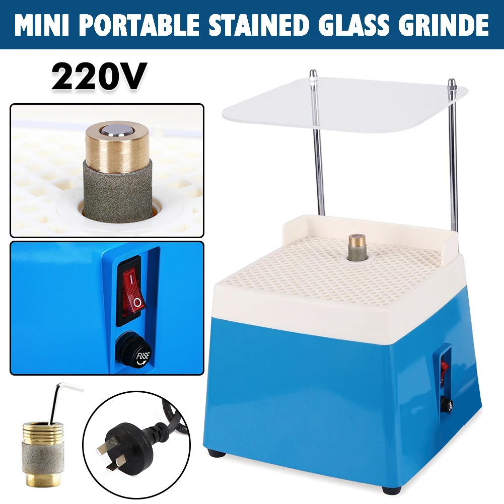 Automatic Grinding Tool Diamond Mini Portable Stained Glass Grinder Small Multifunctional Glass Ceramic Grinding Table w/Bracket