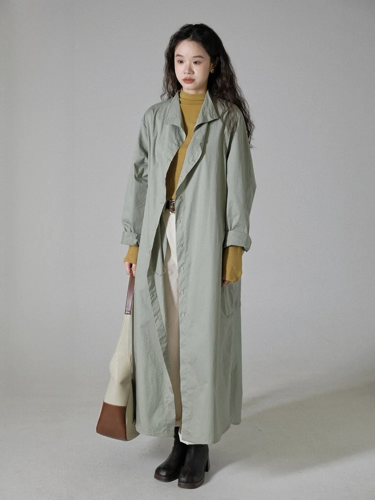 

Модное тонкое пальто-ветровка средней длины с одной пуговицей от Ivy Yang для женщин, осенний сезон, хлопковый материал