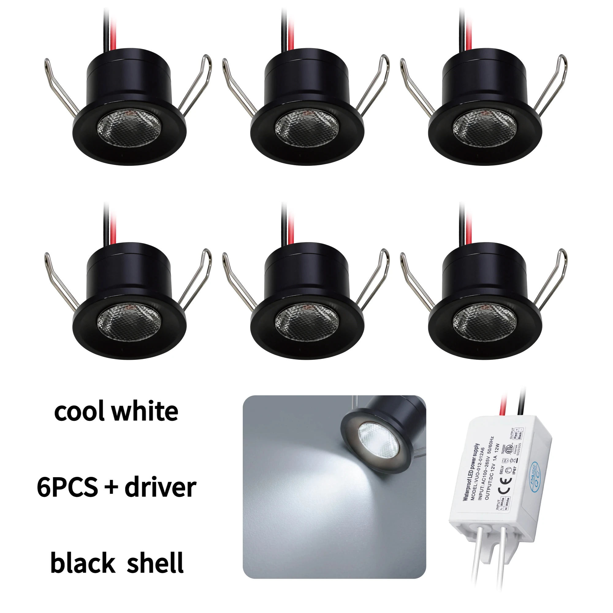 2W LED Zilver Mini Inbouwspot 12V IP65 Dimbare Plafond Downlights Trappen Kastlamp Buitenspot met Driver