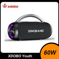 XDOBO Youth 60W Deep Bass Portable Stereo Speaker Wireless  Bluetooth-compatible Column Subwoofer RGB light Support AUX TF