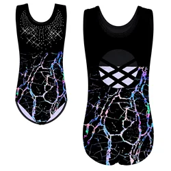 BAOHULU Sparkle Girls Sleeveless Gymnastics Outfit Black Color Ballet Leotard Ballerina Practice Performance Dancewear