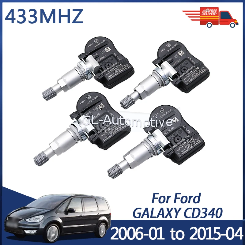 

4PCS 8G92-1A159-AE 433MHZ TPMS Tire Pressure Sensor For Ford Galaxy 2006-2015